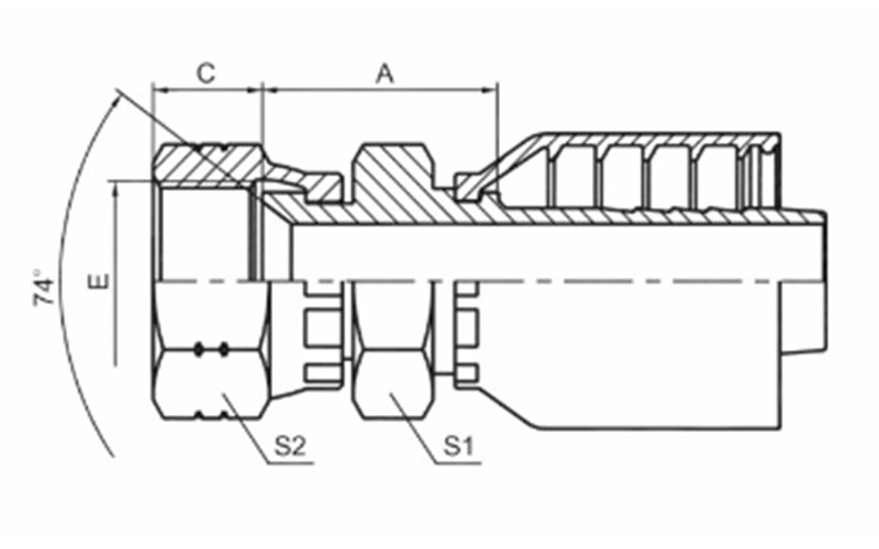 美制JIC內(nèi)螺紋74°內(nèi)錐面雙六角 SAE J514